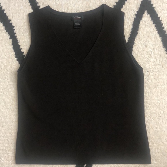 City Silk L Stretch Knit Top Brown - Picture 2 of 4